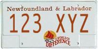 Newfoundland/Labrador sample license plate keychain tag