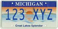 Michigan sample license plate keychain tag